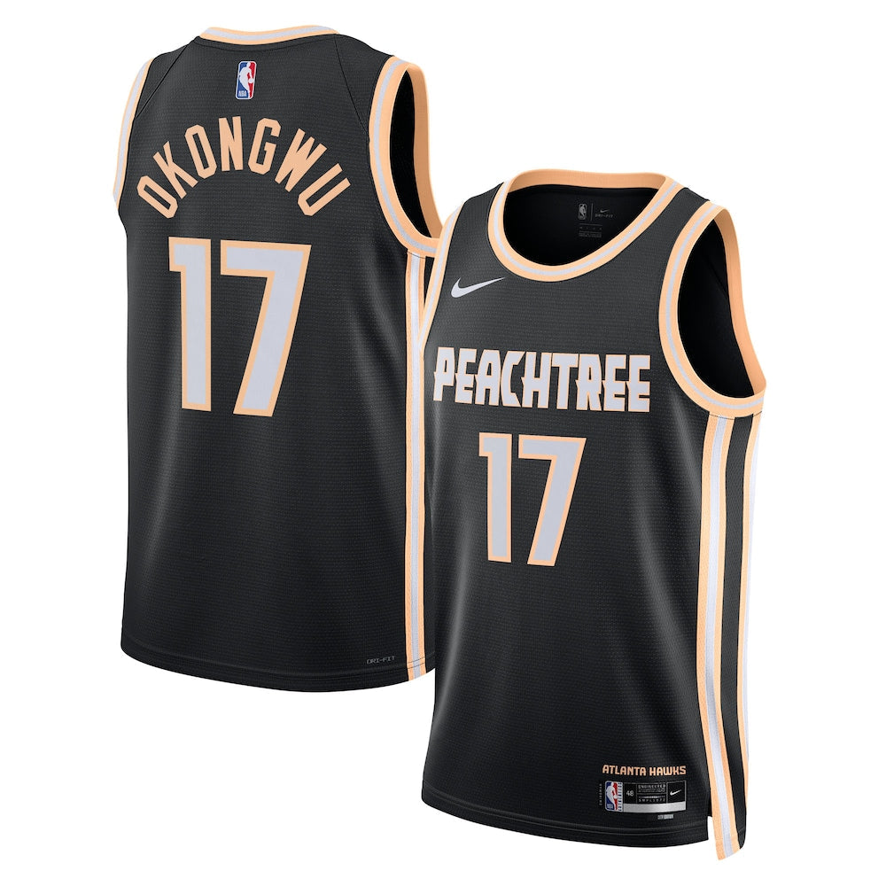 Atlanta Hawks 2025-26 City Edition Swingman Jersey Black Onyeka Okongwu Unisex | Stitched Jersey RTJS 12024