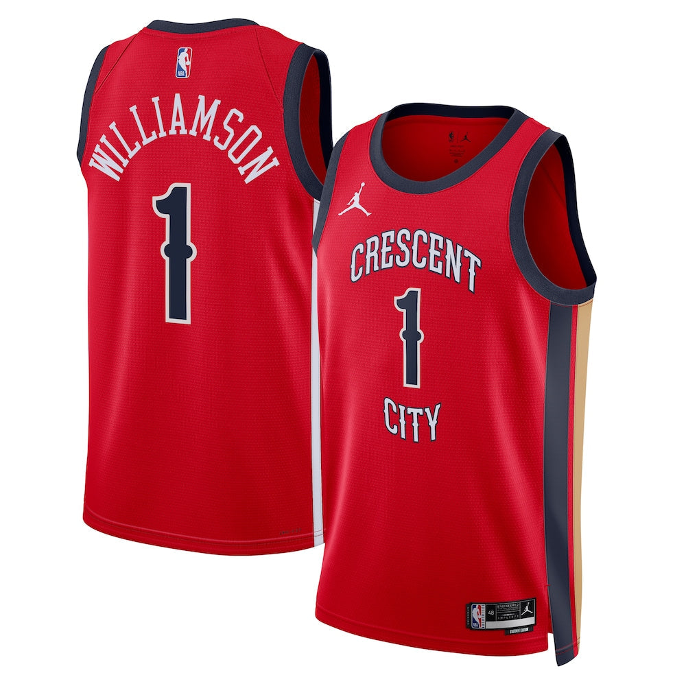 New Orleans Pelicans Jordan Brand Statement Edition Swingman Jersey Red Zion Williamson Unisex | Stitched Jersey RTJS 12014
