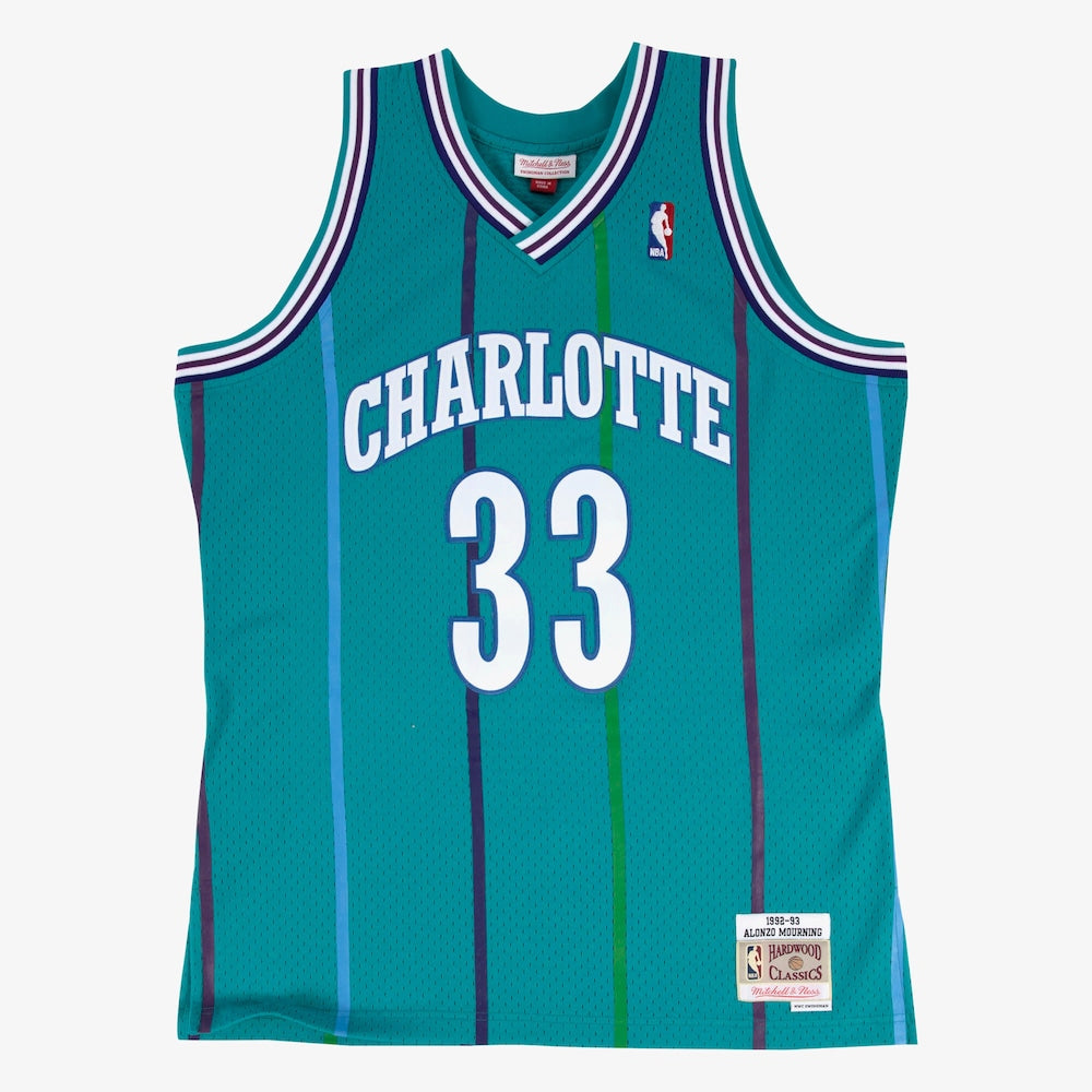 Charlotte Hornets Swingman Jersey Road Alonzo Mourning 1992 93 | Stitched Jersey RTJS 12006