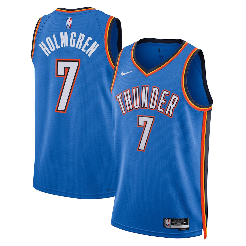 Oklahoma City Thunder Icon Edition Swingman Jersey Blue Chet Holmgren Unisex | Stitched Jersey RTJS 11991