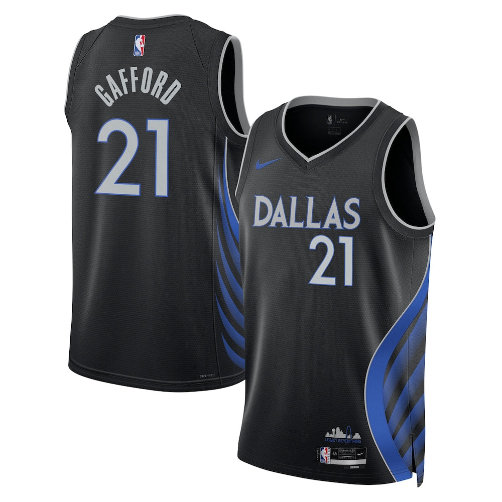 Dallas Mavericks 2025-26 City Edition Swingman Jersey Black Daniel Gafford Unisex | Stitched Jersey RTJS 11982