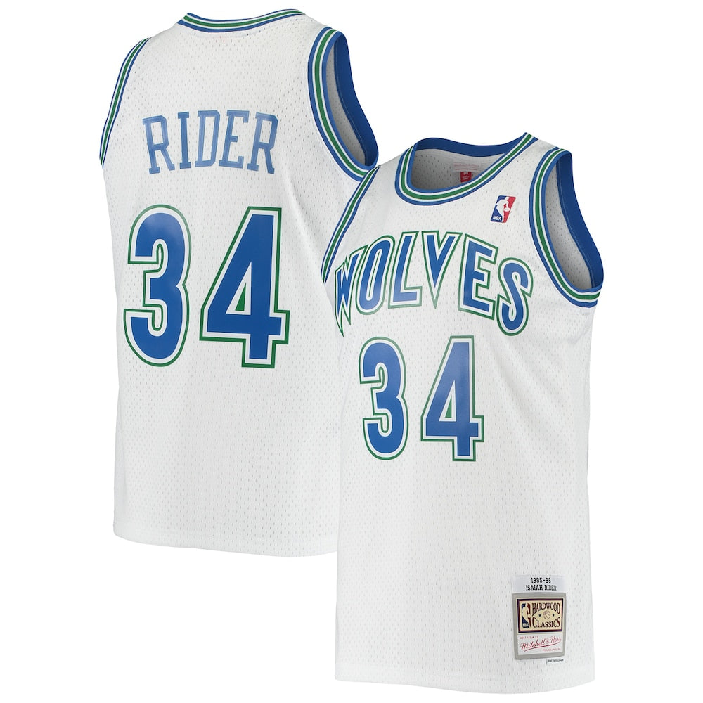 Isaiah Rider White Minnesota Timberwolves 1995 96 Hardwood Classics Swingman Jersey | Stitched Jersey RTJS 11950