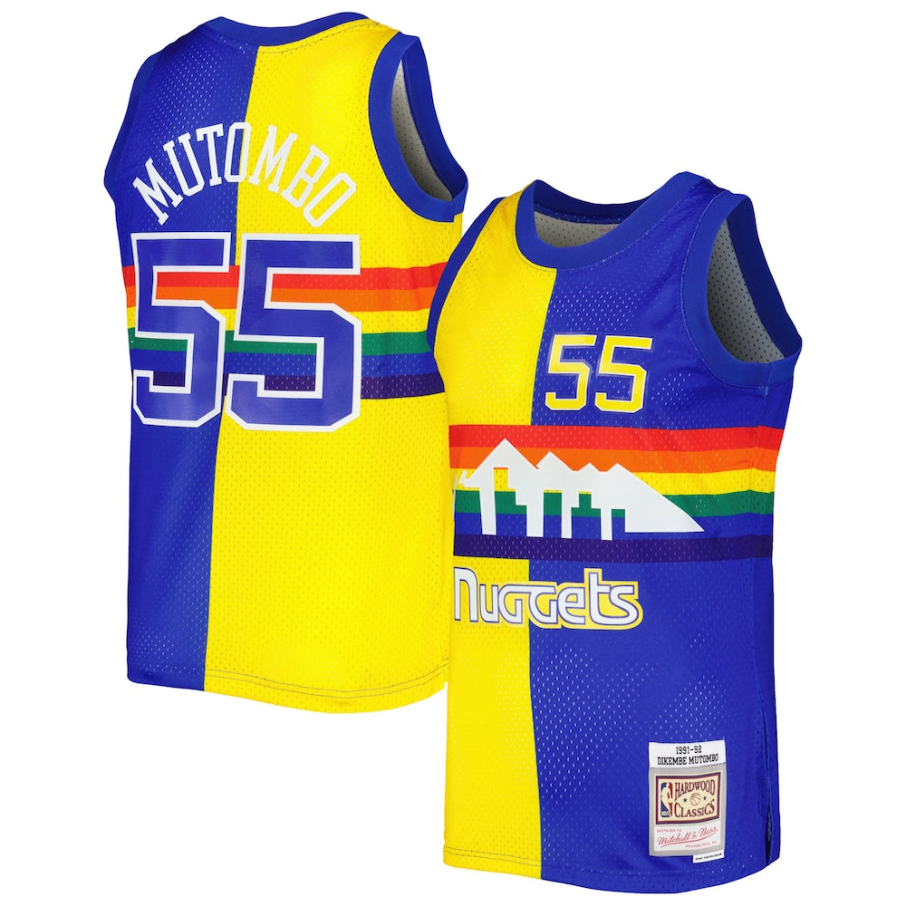 Dikembe Mutombo Royalgold Denver Nuggets Hardwood Classics 199192 Split Swingman Jersey | Stitched Jersey RTJS 11940