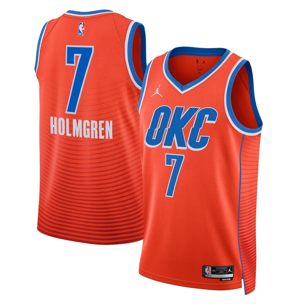 Oklahoma City Thunder Jordan Statement Edition Swingman Jersey Orange Chet Holmgren Unisex | Stitched Jersey RTJS 11922