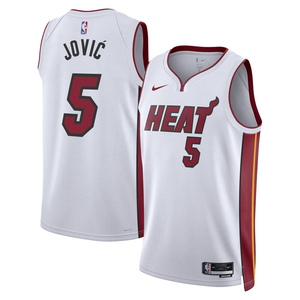 Miami Heat Association Edition Swingman Jersey White Nikola Jovi Unisex | Stitched Jersey RTJS 11915