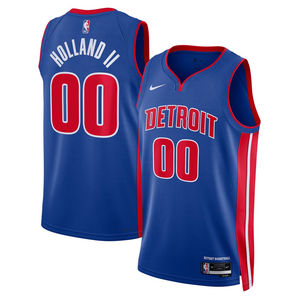 Detroit Pistons Icon Swingman Jersey Nba 2024 Draft First Round Pick Blue Ron Holland Ii Unisex | Stitched Jersey RTJS 11901