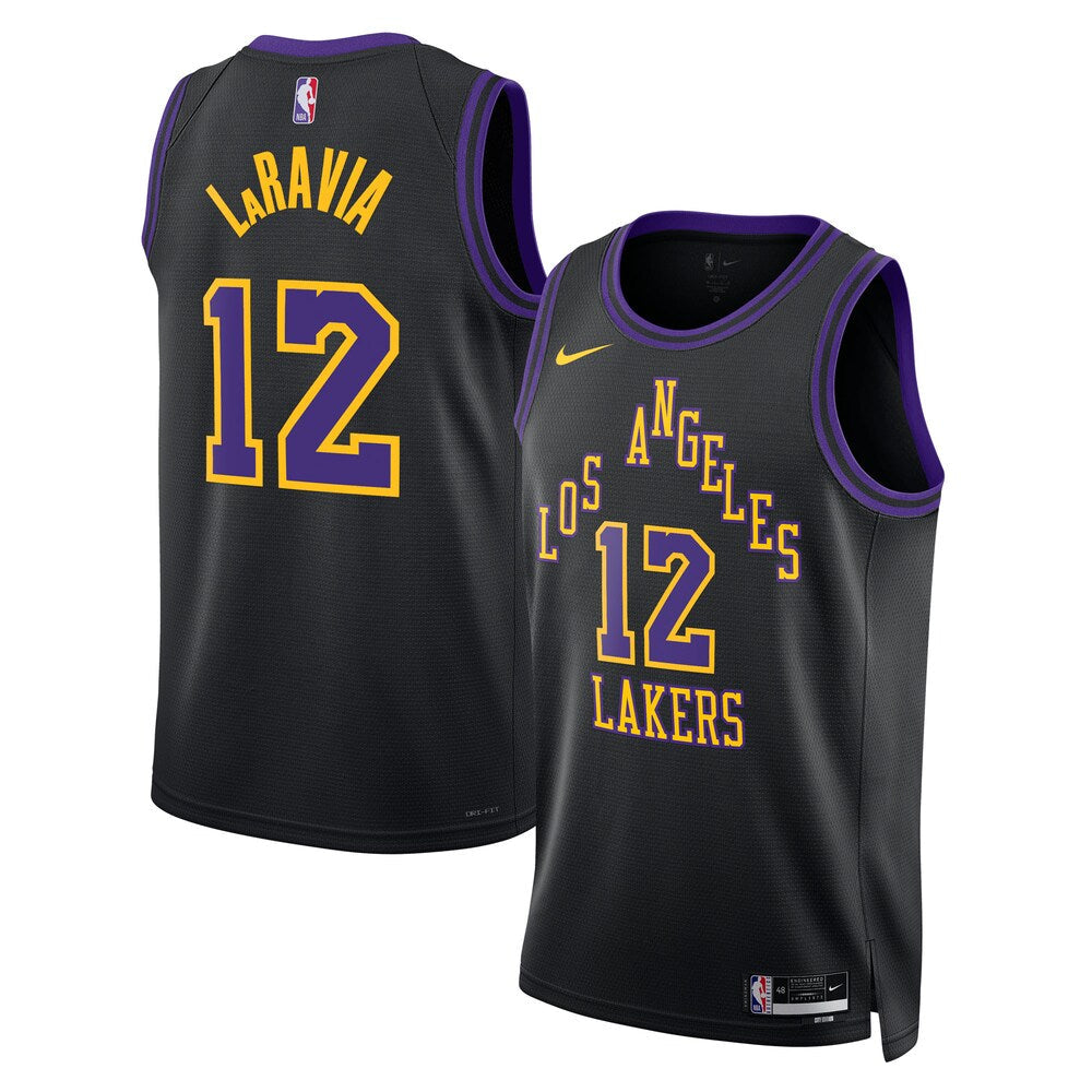 Los Angeles Lakers 2025-26 City Edition Swingman Jersey Black Jake Laravia Unisex | Stitched Jersey RTJS 11867