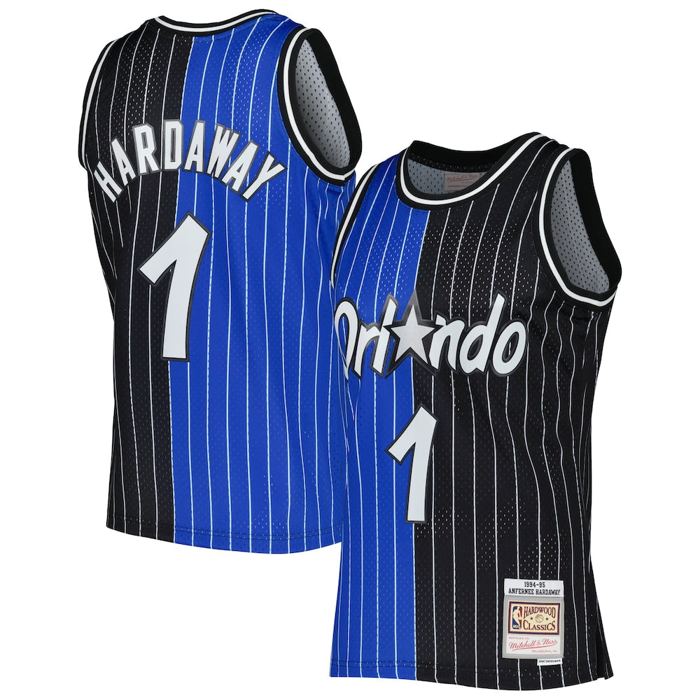 Penny Hardaway Blueblack Orlando Magic Hardwood Classics 199495 Split Swingman Jersey | Stitched Jersey RTJS 11863