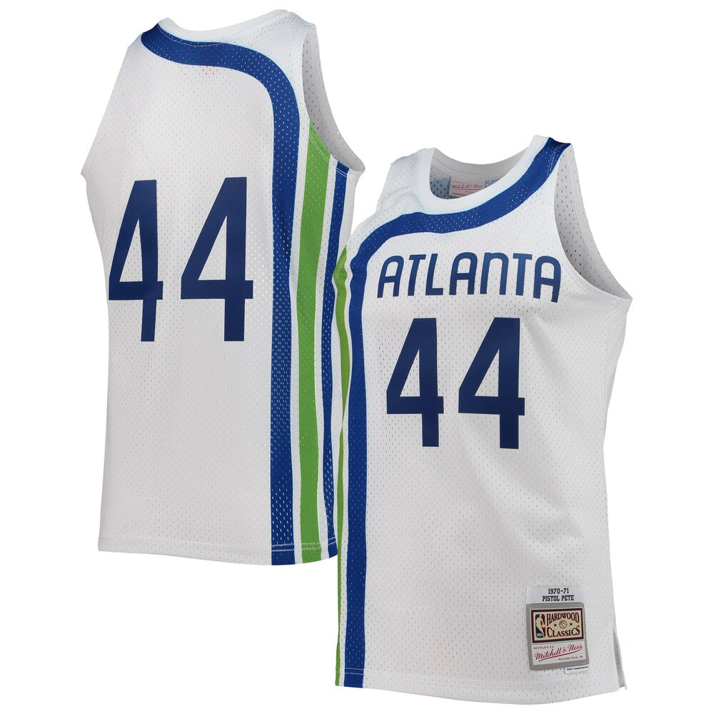 Pete Maravich White Atlanta Hawks 197071 Hardwood Classics Swingman Jersey | Stitched Jersey RTJS 11858