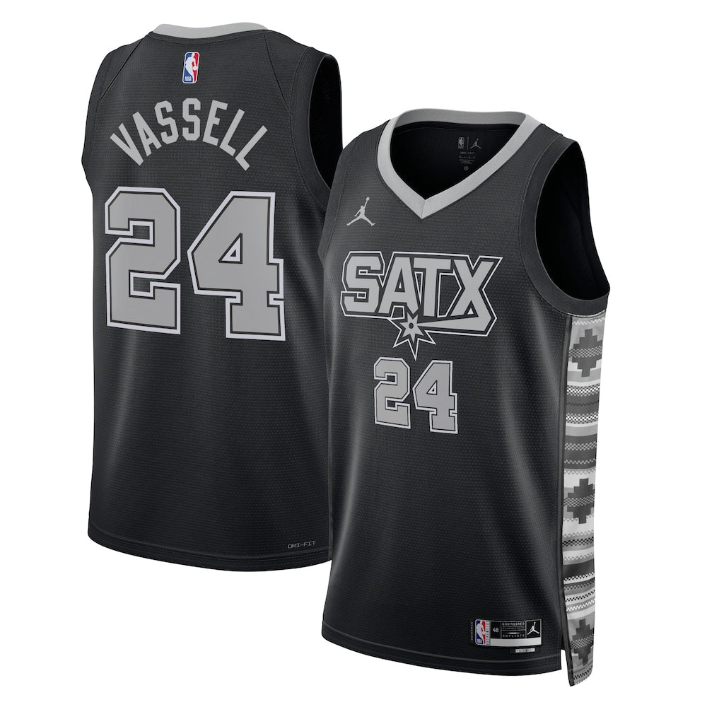 San Antonio Spurs Jordan Statement Edition Swingman Jersey Black Devin Vassell Unisex | Stitched Jersey RTJS 11852