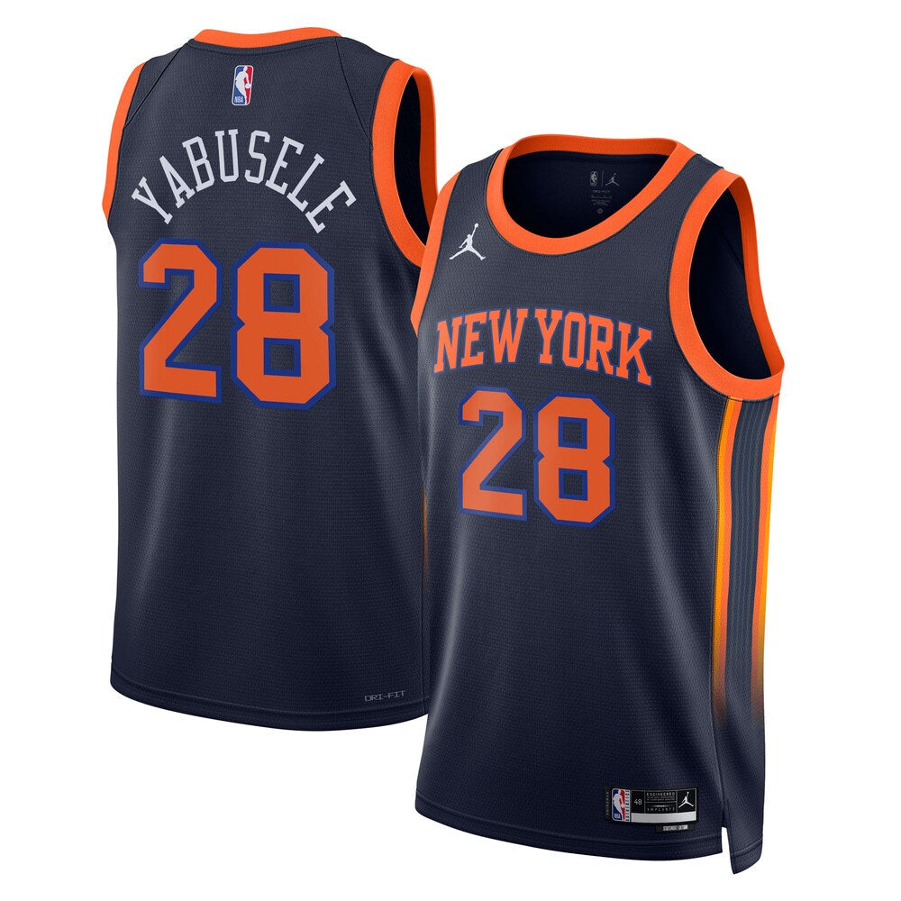 New York Knicks Jordan Brand Statement Edition Swingman Jersey Navy Guerschon Yabusele Unisex | Stitched Jersey RTJS 11828
