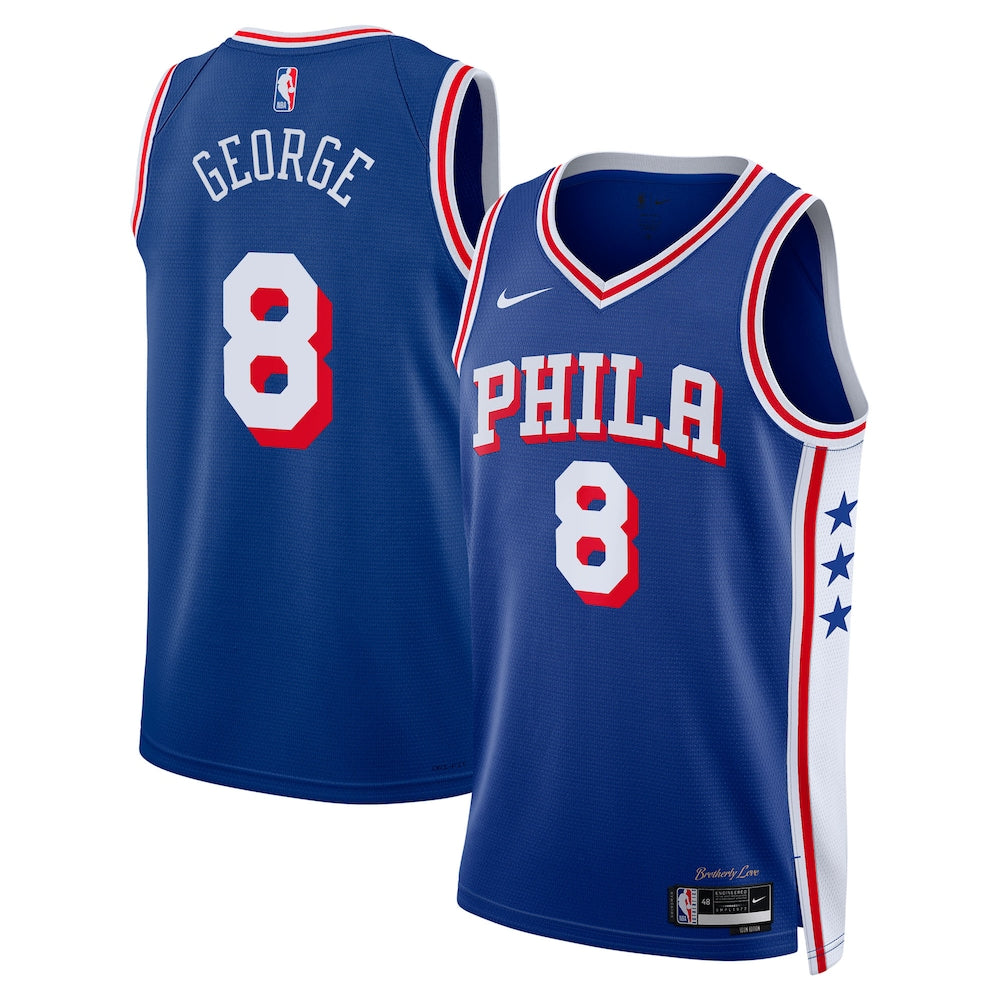 Philadelphia 76Ers Icon Edition Swingman Jersey Royal Paul George Unisex | Stitched Jersey RTJS 11792