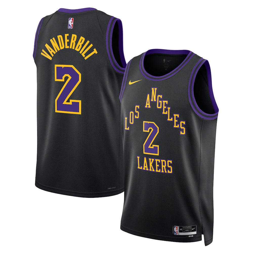 Los Angeles Lakers 2025-26 City Edition Swingman Jersey Black Jarred Vanderbilt Unisex | Stitched Jersey RTJS 11779