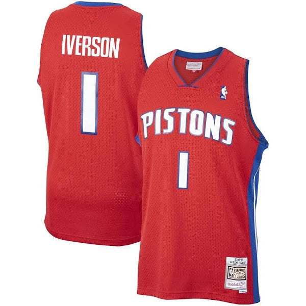 Detroit Pistons Allen Iverson 2008-09 Mitchell & Ness Red Basketball Jersey