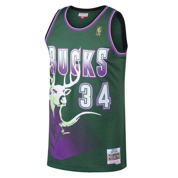 Men's Milwaukee Bucks Ray Allen Mitchell & Ness Kelly Green 1996-97 Hardwood Classics Swingman Jersey