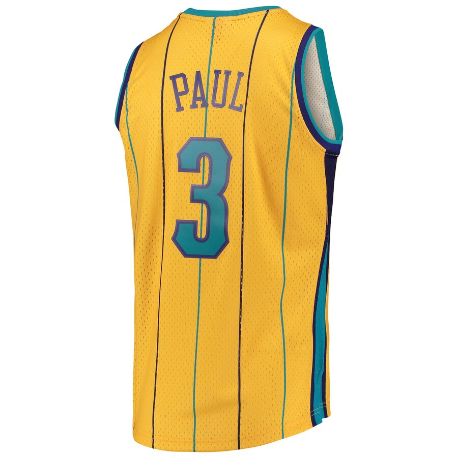Men's New Orleans Hornets Chris Paul Mitchell & Ness Yellow Hardwood Classics Swingman Jersey