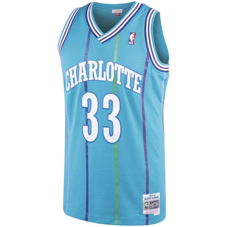 Men’s Alonzo Mourning Charlotte Hornets 1992-93 Swingman Replica Jersey By Mitchell & Ness