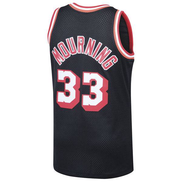 Men's Miami Heat Alonzo Mourning Mitchell & Ness Black 1996-97 Hardwood Classics Swingman Jersey