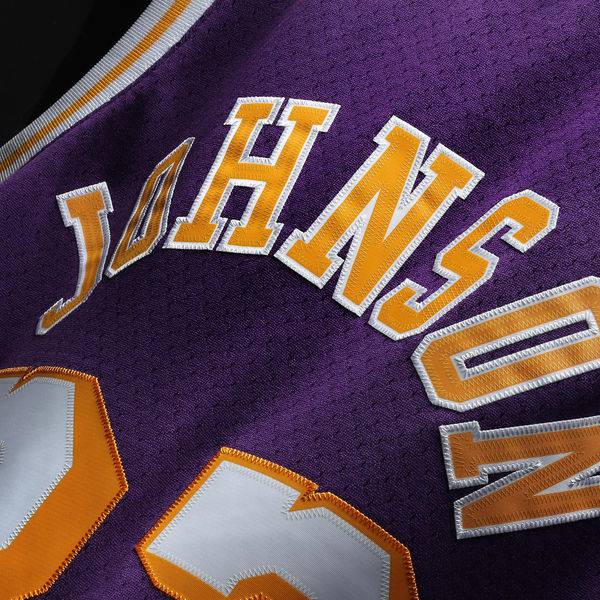 Men's Los Angeles Lakers Magic Johnson Mitchell & Ness Purple 1984-85 Hardwood Classics Swingman Jersey