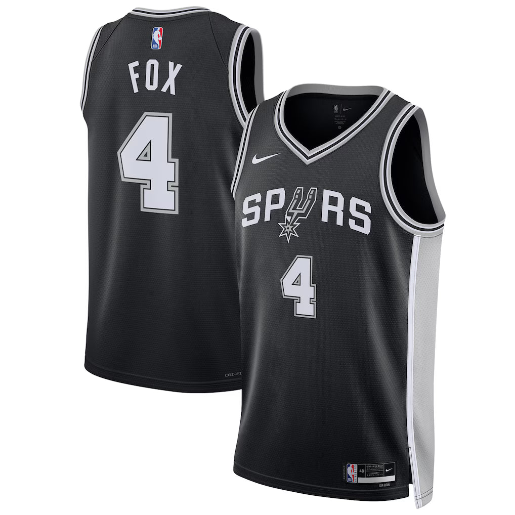 De'Aaron Fox San Antonio Spurs Unisex Player Jersey - Icon Edition - Black