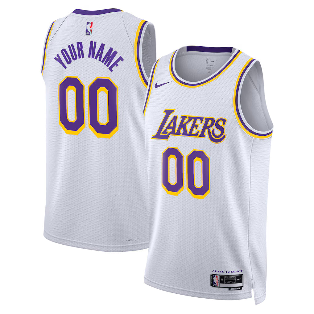 Custom Los Angeles Lakers Custom Jersey - Association Edition - White